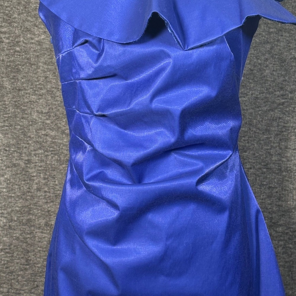 Laundry by Shelli Segal One Shoulder Blue Cocktail Dress Size 4 - Picture 4 of 14